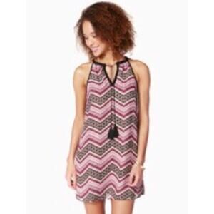 Charming Charlie Women’s Summer Bohemian Chevron Tassel Mini Dress Size Large